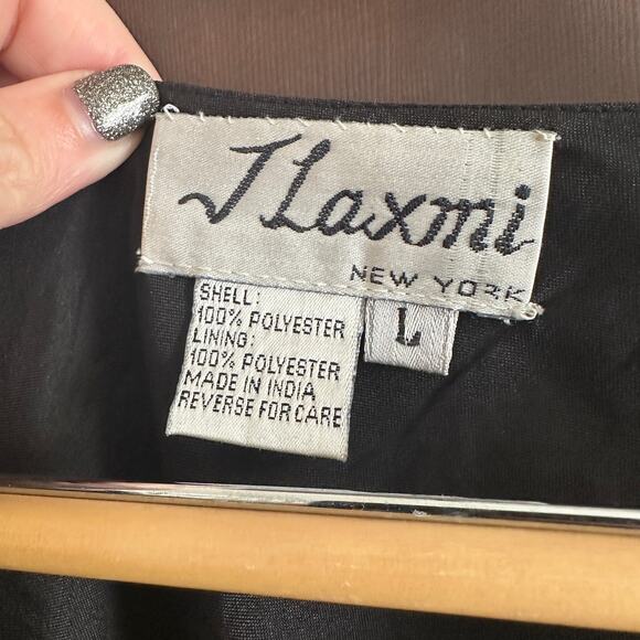 VINTAGE | J. LAXMI New York | Beaded Chiffon Cowl Neck Evening Top | Size Large - Picture 4 of 5